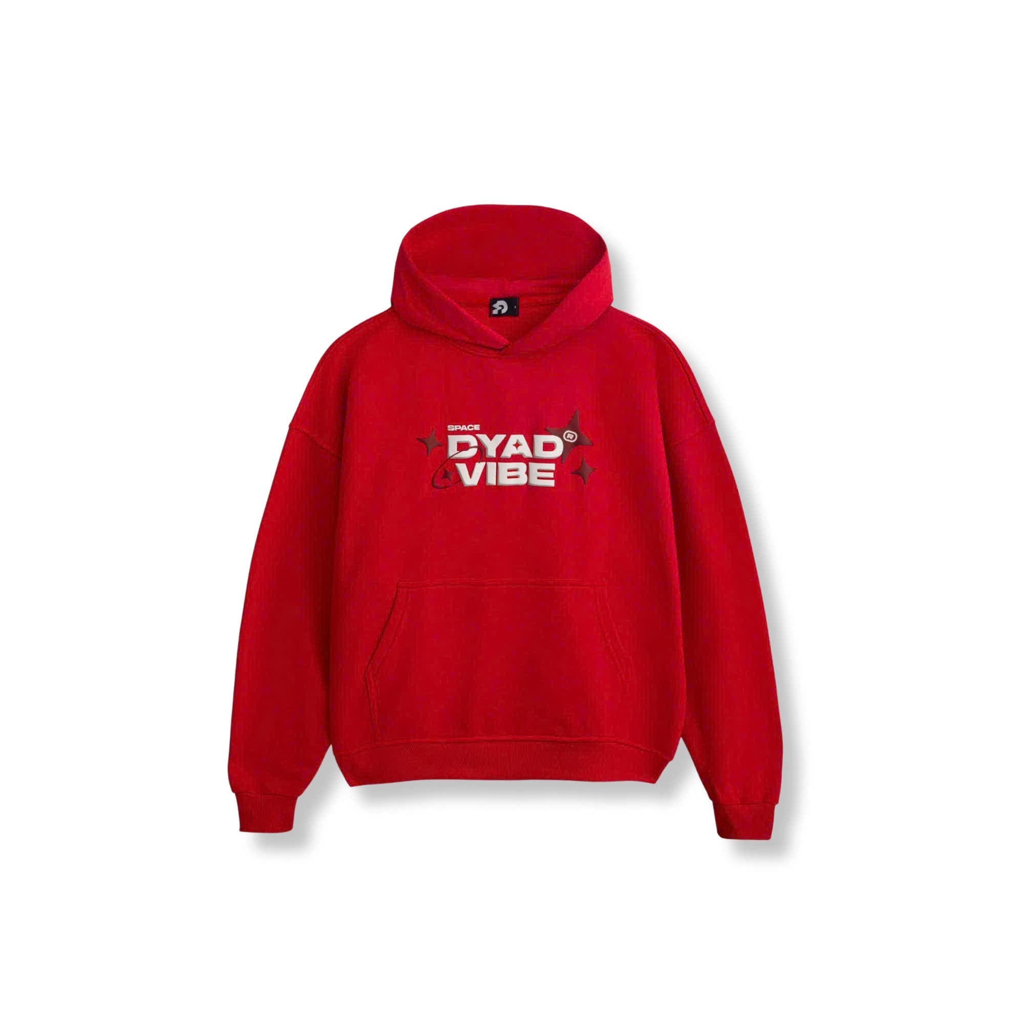 DYAD VIBE Raised Silk Print Hoodie- red